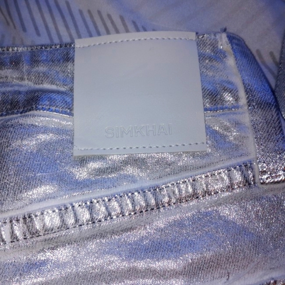 Jonathan Simkhai Metallic light  Silver Rae High Rise Jeans Skinny Pants size 26